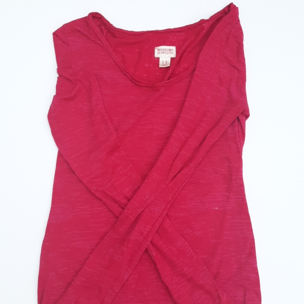 A red cozy a long sleeve shirt